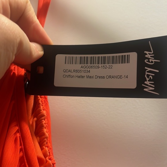 Maxi bright orange halter neck dress - Picture 3 of 4